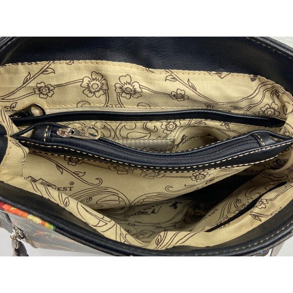 Montana West Backpack Purse Horse Black Leather Concealed Studded - Picture 5 of 8